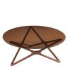 Table basse noyer verre sépia MELODIE Mid-Century moderne