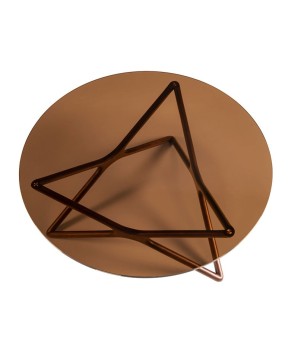 table basse mid-century bois et verre ronde MELODIE vue dessu