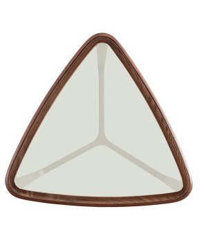 Bout de canape triangulaire BOLERO noyer verre sepia scandinave BOLERO vue dessu