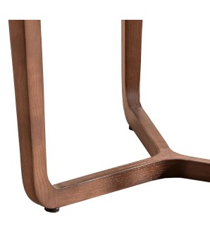 Bout de canape triangulaire BOLERO noyer verre sepia scandinave detail pied
