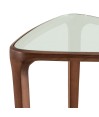 Bout de canapé scandinave noyer verre sépia triangulaire BOLERO