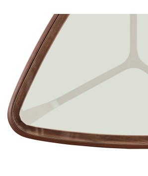 Bout de canape triangulaire BOLERO detail assemblage bois verre