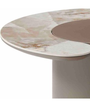 Bout de canape rond luxe detail pied cylindrique CASSIOPPE ceramique martinelli