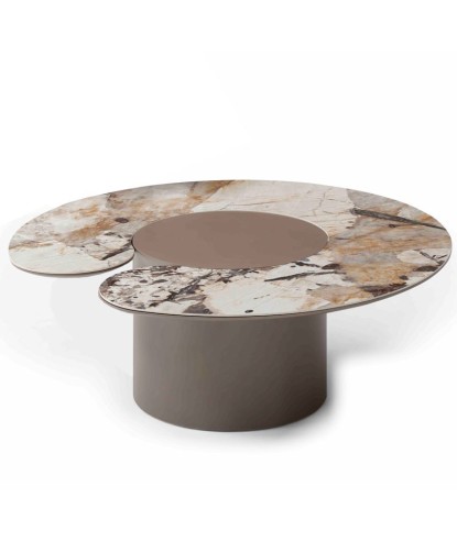 Table basse ronde luxe pied cylindrique CASSIOPEE