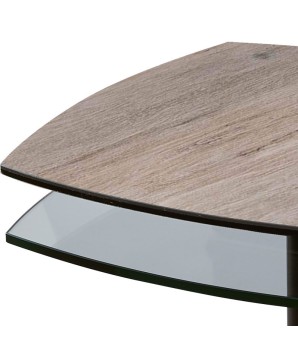 Coin canape TONGA 2 détail plateaux pivotants céramique wood clair pied métal design géométrique