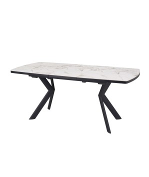 table repas extensible 6 10 personnes design industriel ANGELINA ceramique cold jade 3 4 ouverte