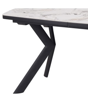 table repas extensible 6 10 personnes ANGELINA ceramique cold jade detail pied industriel