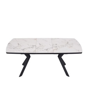 table repas extensible contemporaine ANGELINA ceramique cold jade vue dessu
