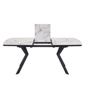 table repas extensible style industriel ANGELINA ceramique cold jade ouverture rallonge