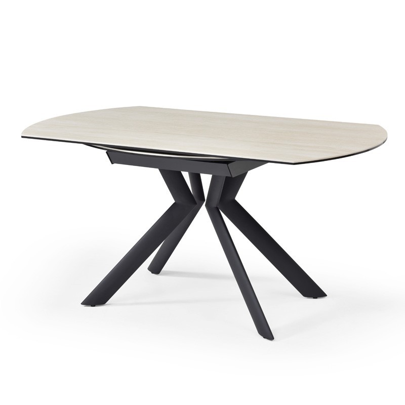 Table repas rectangulaire extensible ronde céramique Travertin Sofia 10 personnes