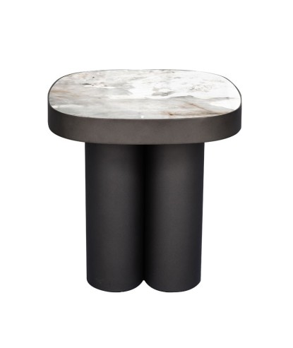 bout de canapé carré design BAHIA pied bronze céramique pandora face
