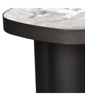 table d'appoint haut de gamme BAHIA pied bronze céramique pandora zoom montant profil