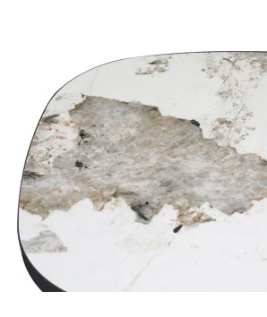 Table Basse céramique effet marbre pandora BAHIA pied bronze vue dessus
