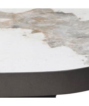 Table Basse contemporaine BAHIA bordure bronze détail céramique pandora