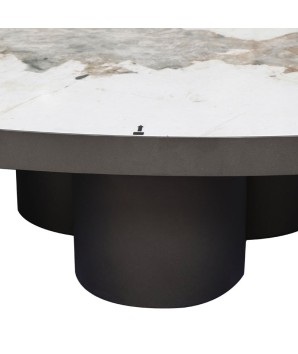 Table Basse BAHIA zoom pied bronze style brutaliste céramique pandora