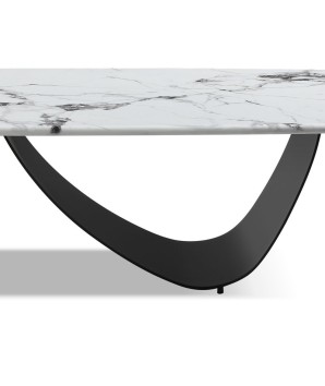 table basse pied arche CORALIE detail pied metal plateau pierre microcristaline