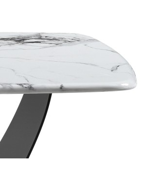 table basse effet marbre CORALIE pied metal zoom plateau pierre microcristaline
