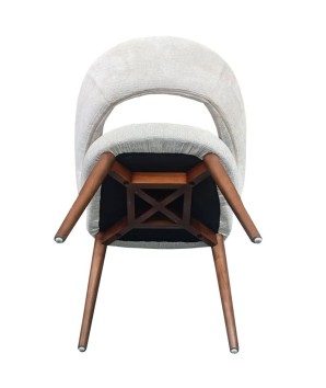 chaise de repas Mid Century moderne EVA bois tissu blanc dessous