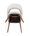Lot de 2 chaises de repas Mid-Century moderne EVA Aragon Tissu Blanc Lot de 2 chaises de repas Mid-Century moderne EVA Aragon Tissu Blanc