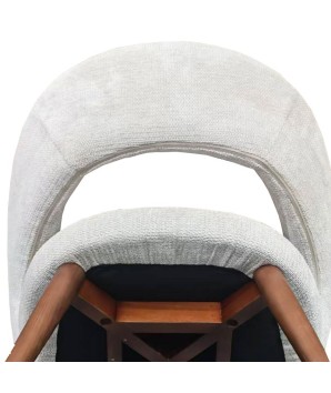 chaise salle a manger design EVA bois tissu blanc zoom dessous