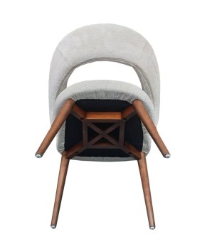 chaise salle a manger design EVA bois tissu beige dessous