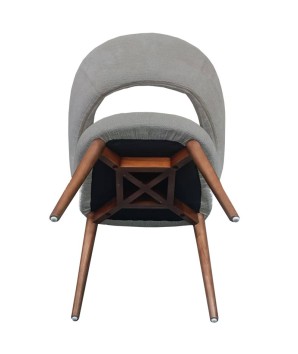 chaise salle a manger design EVA bois tissu gris dessous
