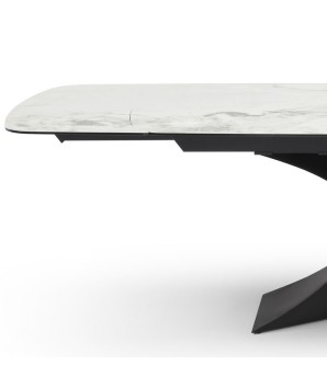 table de repas extensible design OLYMPIA céramique cold jade détail rallonge ouverte