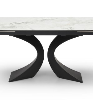 table repas contemporaine OLYMPIA céramique cold jade zoom pied