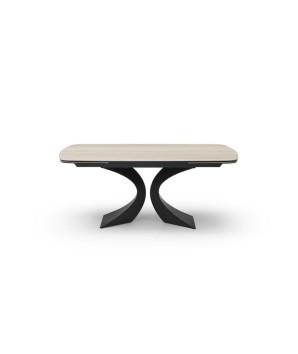 Table à manger extensible 8-12 pers OLYMPIA Céramique Travertin