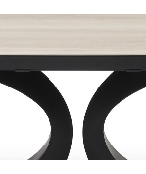 table de repas contemporaines OLYMPIA zoom céramique travertin