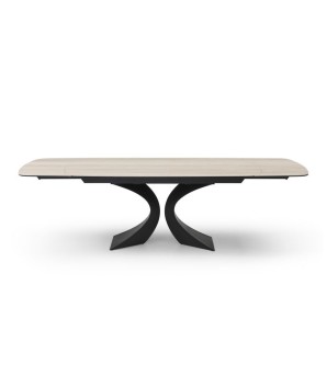 Table à manger extensible 8-12 personnes OLYMPIA Céramique travertin