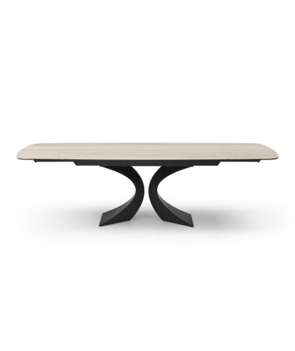Table à manger extensible 8-12 personnes OLYMPIA Céramique travertin