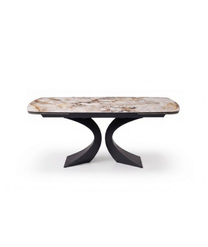table repas piètement central design OLYMPIA céramique patagonia fermée
