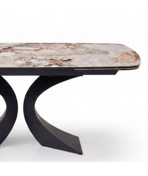 table de repas contemporaine OLYMPIA zoom rallonge céramique patagonia fermée