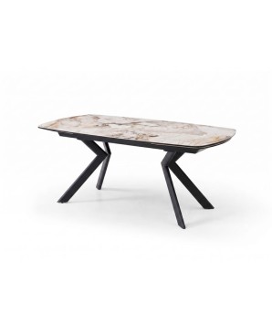 table à manger design OPHELIA pied métal céramique patagonia fermée 3/4