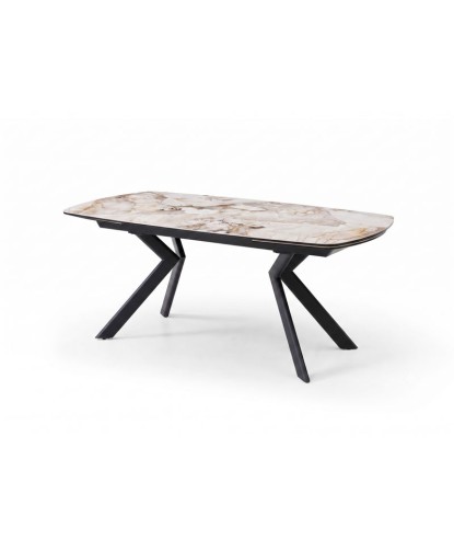 table à manger design OPHELIA pied métal céramique patagonia fermée 3/4