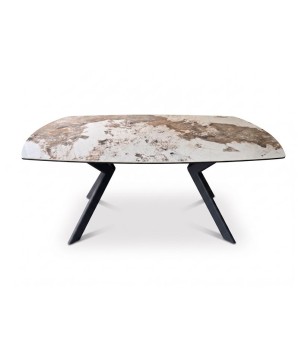 table à manger design OPHELIA pied métal céramique patagonia fermée face