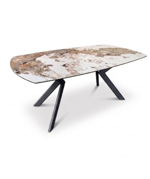 table de repas extensible design OPHELIA pied métal céramique patagonia vue 3/4