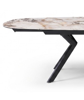 table repas 8-10 personnes OPHELIA pied métal céramique patagonia zoom rallonge