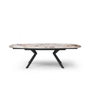 Table à manger extensible 8 10 personnes OPHELIA pied métal céramique patagonia ouvert