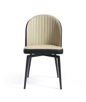Lot de 2 Chaises Repas Pivotantes ORNELLA Tissu Taupe Design Urbain