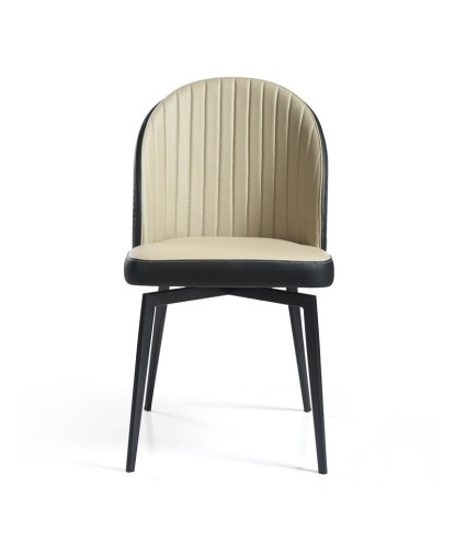 Lot de 2 Chaises Repas Pivotantes ORNELLA Tissu Taupe Design Urbain