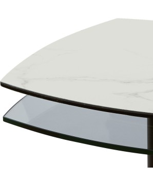 Coin canapé TONGA 2 détail plateaux pivotants céramique Arabescato  pied métal design géométrique