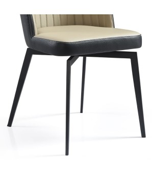 Lot de 2 Chaises Repas Pivotantes ORNELLA Tissu Taupe Design Urbain