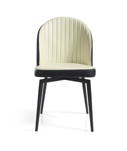 Lot de 2 Chaises Repas Pivotantes ORNELLA Tissu Blanc Design Urbain