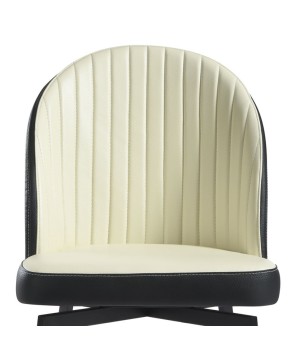 chaise dossier matelasse ORNELLA pvc noir zoom assise blanc