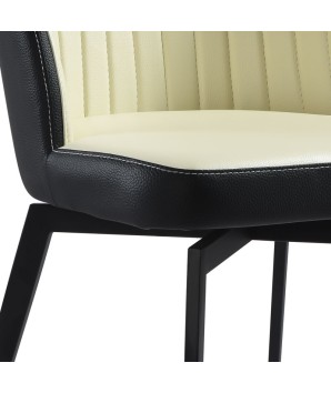 chaise dossier matelasse ORNELLA dossier pvc noir Tissu assise blanc détail couture
