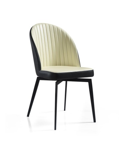 Lot de 2 chaises repas pivotantes ORNELLA Tissu Blanc