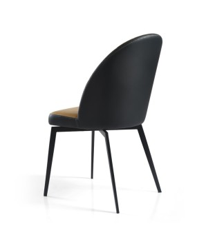 chaise avec dossier arrondi ORNELLA dossier pvc noir Tissu assise camel dos 3/4