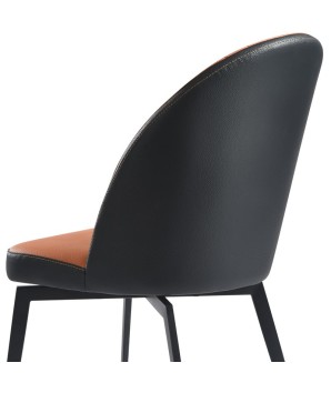 chaise avec dossier arrondi ORNELLA zoom dossier pvc noir Tissu assise orange